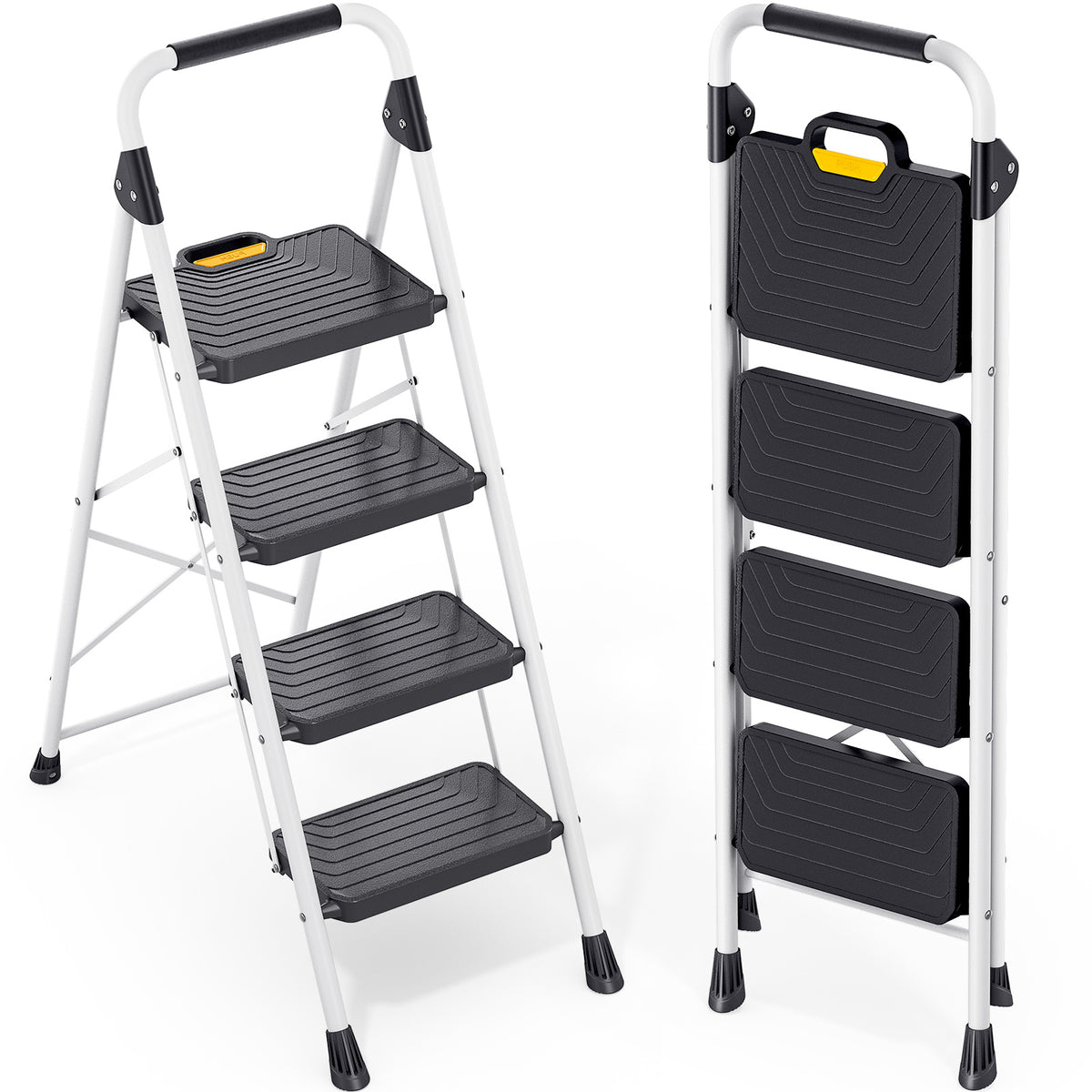 SYKIARIOL Folding Step Ladder with Wide Pedals | 2–5 Steps — 4-Step / White, view 1