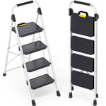 SYKIARIOL Folding Step Ladder with Wide Pedals | 2–5 Steps — 4-Step / White, view 1
