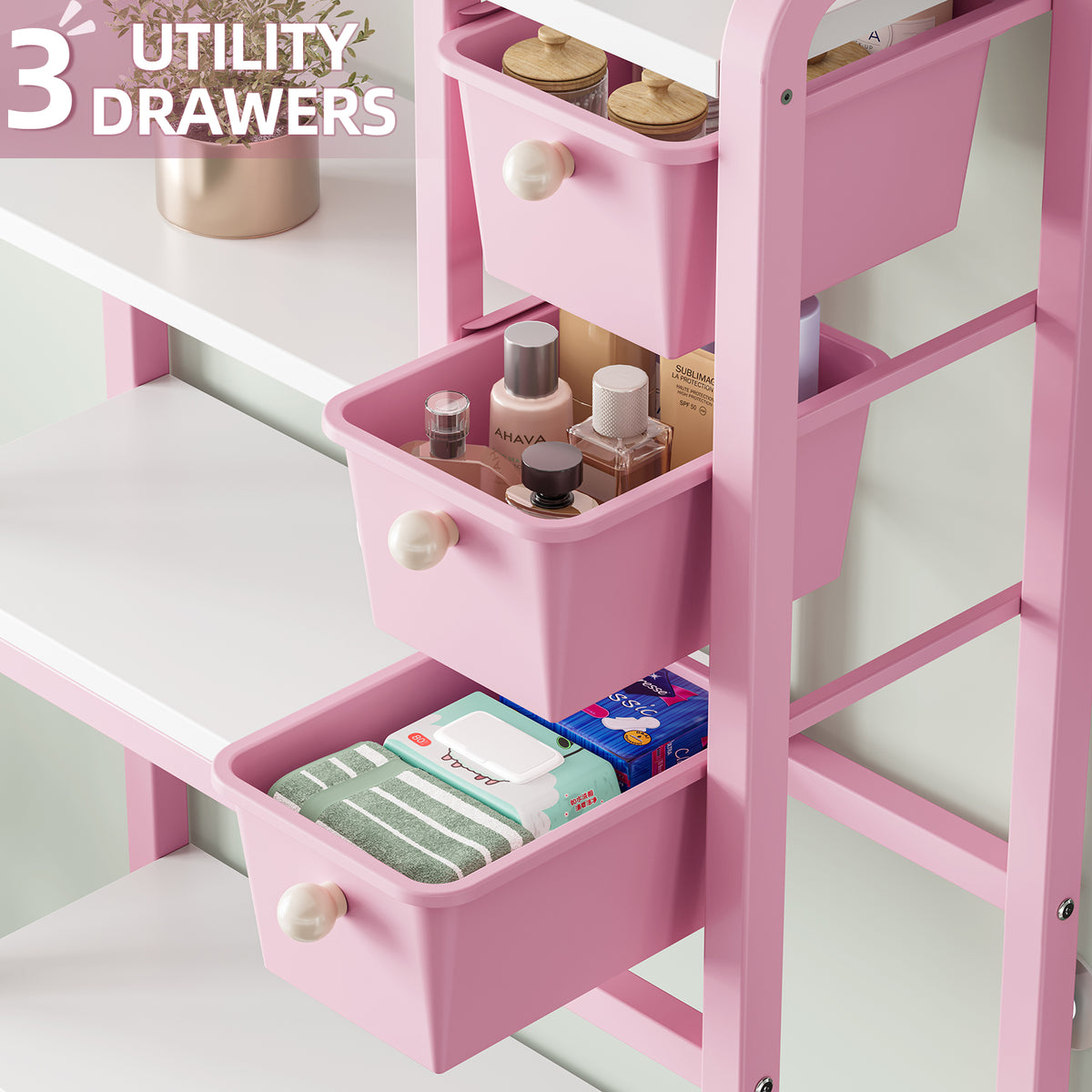 SYKIARIOL Over-the-Toilet Bathroom Storage Shelving — Pink, view 2