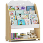 SYKIARIOL Front-Facing Kids Bookshelf with 4 Sling Tiers — Natural, view 1