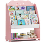 SYKIARIOL Front-Facing Kids Bookshelf with 4 Sling Tiers — Pink, view 1