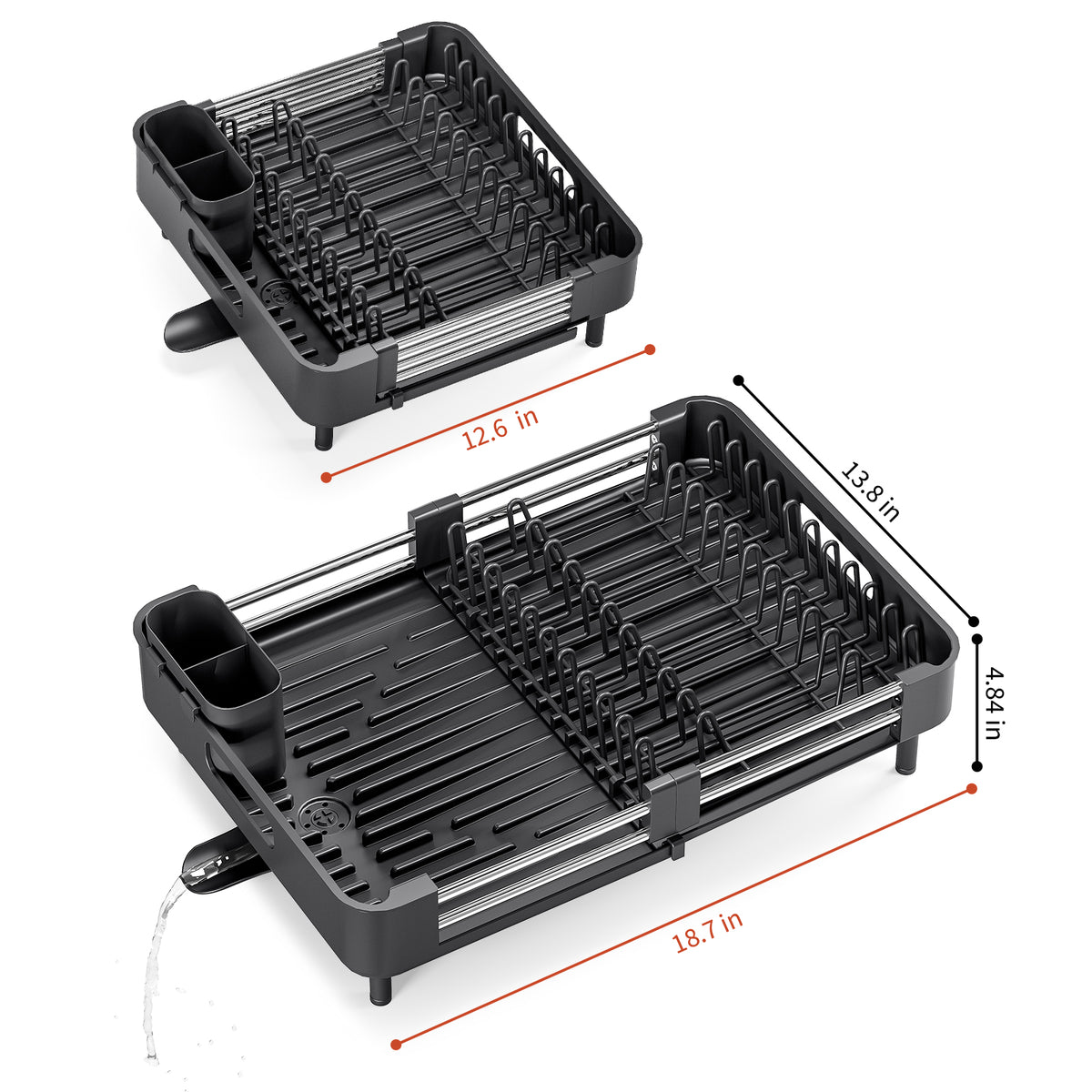 SYKIARIOL Standard Expandable Dish Drying Rack, 12.6–18.7 in — Black, view 3