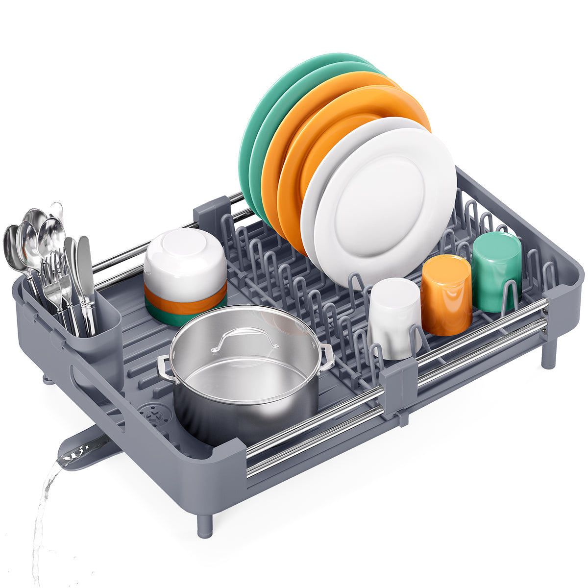 SYKIARIOL Standard Expandable Dish Drying Rack, 12.6–18.7 in — Gray, view 1