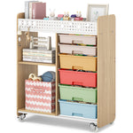 SYKIARIOL Rolling Storage Organizer with 6 Drawers and Pegboard — Multicolored, view 1