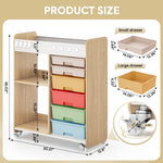 SYKIARIOL Rolling Storage Organizer with 6 Drawers and Pegboard — Multicolored, view 2