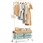 SYKIARIOL Garment Rack with 4 Drawers and Wooden Tabletop — Green, view 1
