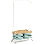 SYKIARIOL Garment Rack with 4 Drawers and Wooden Tabletop — Green, view 2