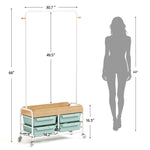 SYKIARIOL Garment Rack with 4 Drawers and Wooden Tabletop — Green, view 4