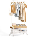 SYKIARIOL Garment Rack with 4 Drawers and Wooden Tabletop — White, view 1