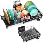 SYKIARIOL Expandable Dish Drying Rack with Foldable Partition, 16.7–26.8 in — Black, view 1