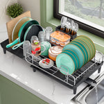 SYKIARIOL Expandable Dish Drying Rack with Foldable Partition, 16.7–26.8 in — Black, view 2