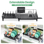 SYKIARIOL Expandable Dish Drying Rack with Foldable Partition, 16.7–26.8 in — Black, view 3
