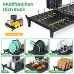 SYKIARIOL Expandable Dish Drying Rack with Foldable Partition, 16.7–26.8 in — Black, view 4