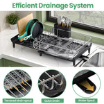 SYKIARIOL Expandable Dish Drying Rack with Foldable Partition, 16.7–26.8 in — Black, view 5