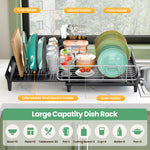 SYKIARIOL Expandable Dish Drying Rack with Foldable Partition, 16.7–26.8 in — Black, view 6