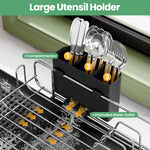 SYKIARIOL Expandable Dish Drying Rack with Foldable Partition, 16.7–26.8 in — Black, view 7