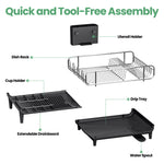 SYKIARIOL Expandable Dish Drying Rack with Foldable Partition, 16.7–26.8 in — Black, view 9