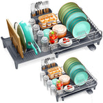 SYKIARIOL Expandable Dish Drying Rack with Foldable Partition, 16.7–26.8 in — Gray, view 1