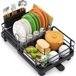 SYKIARIOL Compact Expandable Dish Drying Rack with High Feet, 13.7–20.5 in — Black, view 1