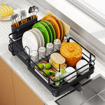 SYKIARIOL Compact Expandable Dish Drying Rack with High Feet, 13.7–20.5 in — Black, view 2