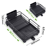 SYKIARIOL Compact Expandable Dish Drying Rack with High Feet, 13.7–20.5 in — Black, view 10