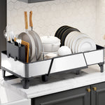 SYKIARIOL Large Triple Expandable Dish Drying Rack, 16.5–24.2 in — Black, view 3