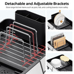SYKIARIOL Large Triple Expandable Dish Drying Rack, 16.5–24.2 in — Black, view 7
