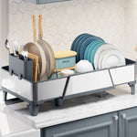 SYKIARIOL Large Triple Expandable Dish Drying Rack, 16.5–24.2 in — Gray, view 3