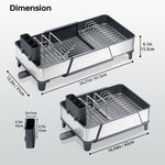 SYKIARIOL Large Triple Expandable Dish Drying Rack, 16.5–24.2 in — Gray, view 5