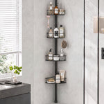 SYKIARIOL 4-Tier Tension Pole Corner Shower Caddy, 63.7–119 in — Black, view 1