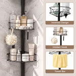 SYKIARIOL 4-Tier Tension Pole Corner Shower Caddy, 63.7–119 in — Black, view 2