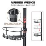 SYKIARIOL 4-Tier Tension Pole Corner Shower Caddy, 63.7–119 in — Black, view 3