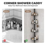 SYKIARIOL 4-Tier Tension Pole Corner Shower Caddy, 63.7–119 in — Black, view 6