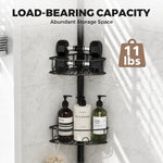 SYKIARIOL 4-Tier Tension Pole Corner Shower Caddy, 63.7–119 in — Black, view 7