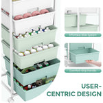 SYKIARIOL 6-drawer rolling storage cart – with large pastel drawers holding craft supplies, effortless slide system and comfort-grip handle
