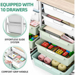 SYKIARIOL 10-drawer rolling organizer cart – equipped with 10 drawers, effortless slide system and comfort-grip handle