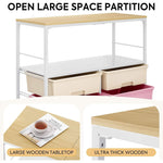 SYKIARIOL 8-drawer rolling storage organizer – large-space partition with a thick wooden tabletop, close-up