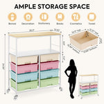 SYKIARIOL 8-drawer rolling storage organizer – size infographic: about 30.3 in wide, 12.5 in deep and 34.5 in tall, with a drawer measurement