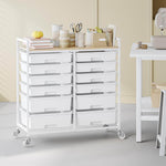 SYKIARIOL 12-drawer rolling storage cart, white version in a craft room