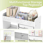 SYKIARIOL 6-drawer rolling storage organizer – multifunctional pegboard top with hook storage, anti-fall design and magnetic pegboard panel