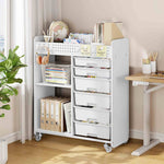 SYKIARIOL 6-drawer rolling storage organizer – in a home office next to a standing desk