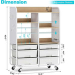 SYKIARIOL 6-drawer rolling storage cabinet – size infographic: 30.31 in wide, 12.44 in deep and 40.47 in tall, with adjustable shelves