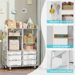 SYKIARIOL 6-drawer rolling storage cabinet – with magnetic hook stickers, anti-fall lip shelf and smooth drawer slides, in a craft room
