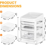 SYKIARIOL rolling vanity cart – dimensions infographic: 11.1 x 12.99 x 16.14 in with small, medium and large drawers