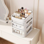 SYKIARIOL rolling vanity cart – on a vanity table organizing makeup, brushes and jewelry