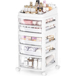 SYKIARIOL rolling vanity cart, five-drawer version holding lipsticks, eyeshadow and skincare products