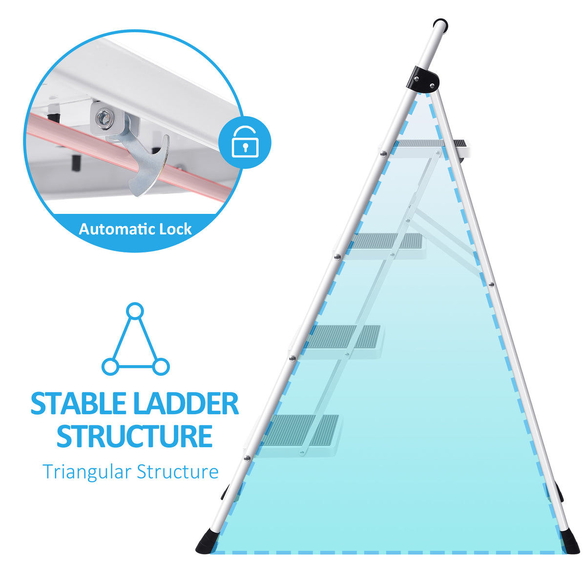 SYKIARIOL WK2207B White 4-Step Ladder - 02
