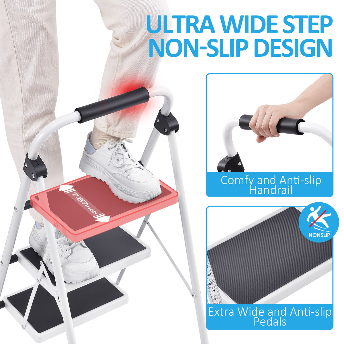 SYKIARIOL WK2207B White 4-Step Ladder - 04